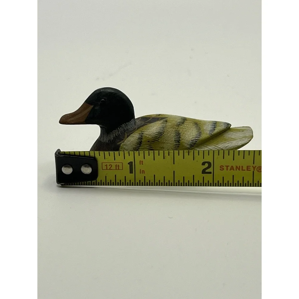 Lot of 2 Small Carved Wooden Ducks Miniature Decoys Figurine READ